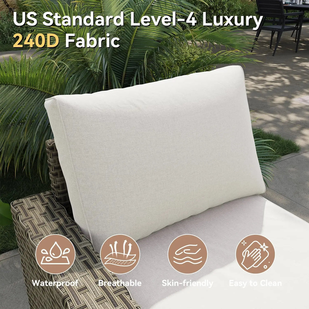 AOXUN Outdoor Rattan Sectional Sofa Set With Swivel Rocker Chairs