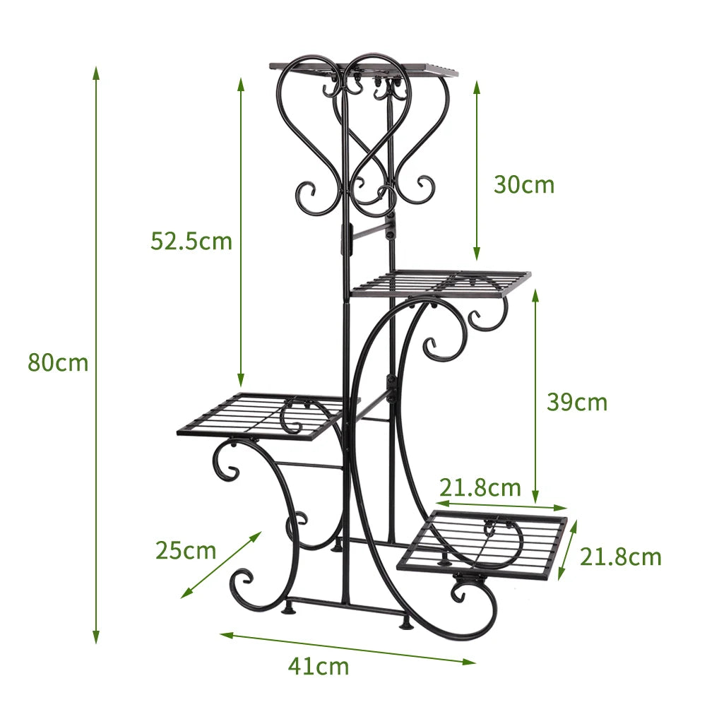 BINGOPAW Four Tier Metal Plant Stand for Indoor Garden Displays