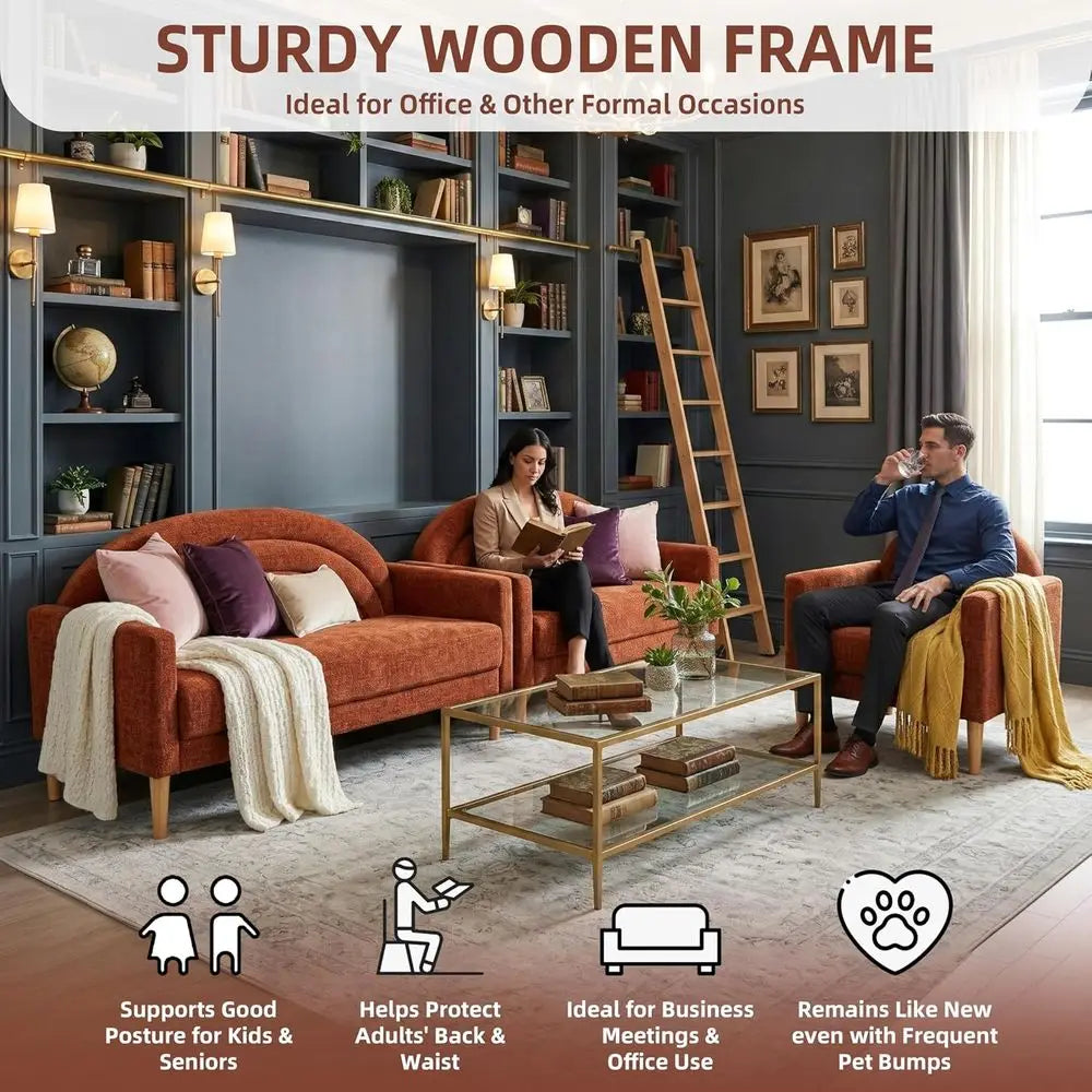 49" Small Loveseat Soa or Small Spaces, Century ern Soa, Linen Upholstered urniture with Wood e, Mini Couch or Living Room/Bedro