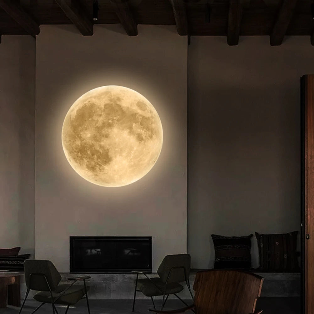 Natural Acrylic Moon Wall Lamp for Bedroom and Living Room