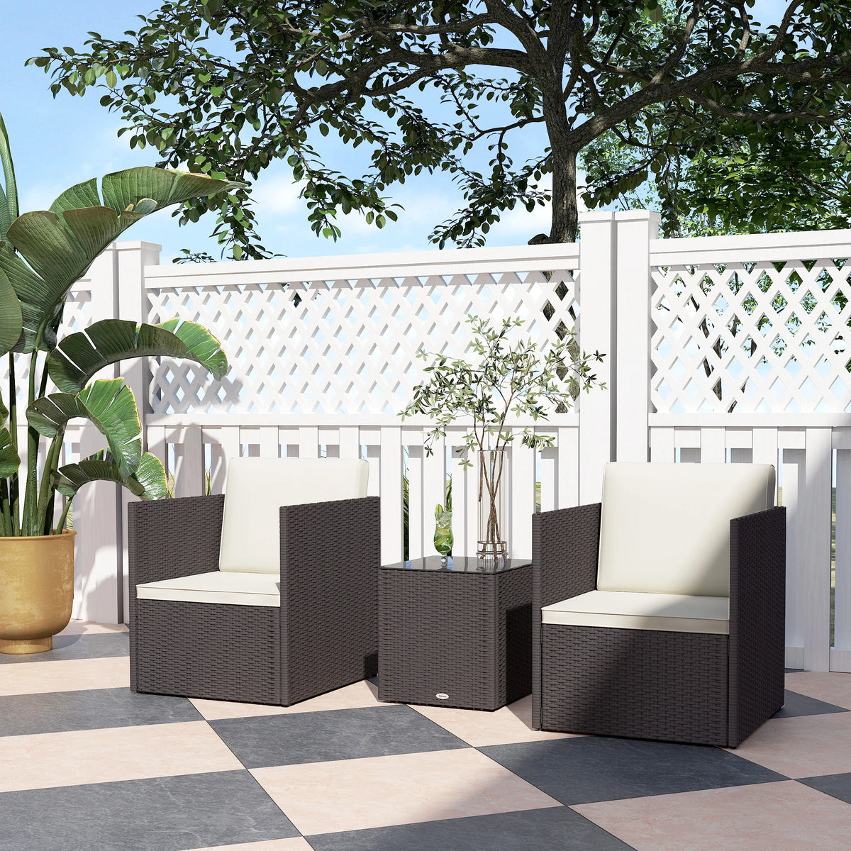 Outsunny Folding Wicker Patio Bistro Furniture Set for Outdoor Lounging