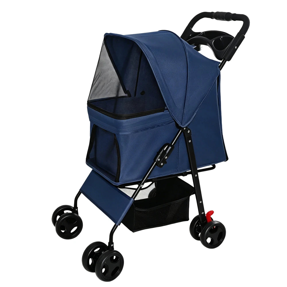 Foldable Pet Stroller for Small Dogs and Cats Under 28 Lbs with Multi-Functional Tray 2 Safety Leashes Cat Outdoor Supplies FYPC
