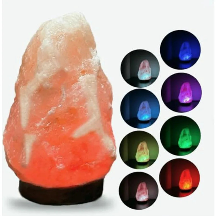 Himalayan Salt Rock Lamp With USB Power And Wood Base