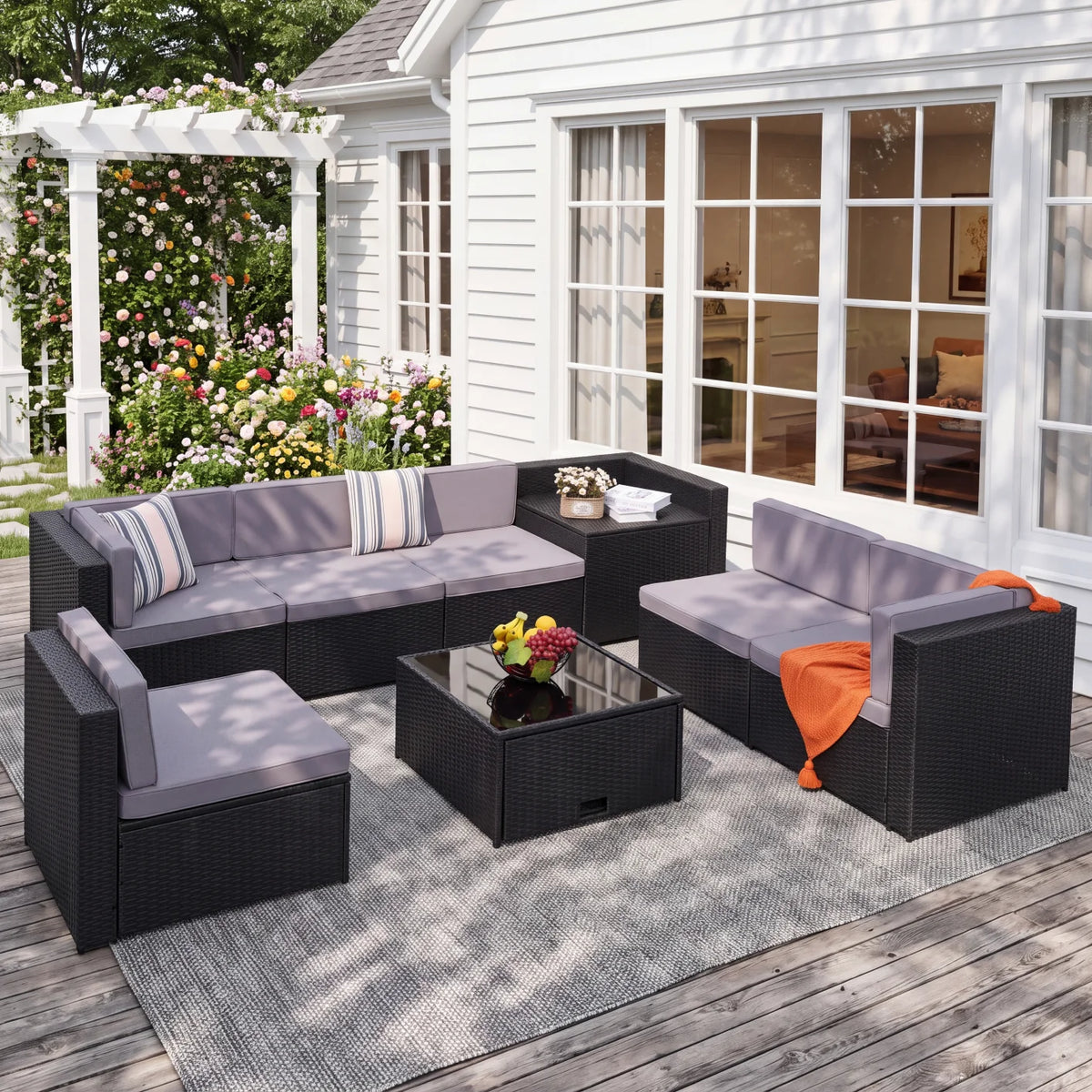 TUAREX Wicker Rattan Patio Sectional Sofa Set With Cushions