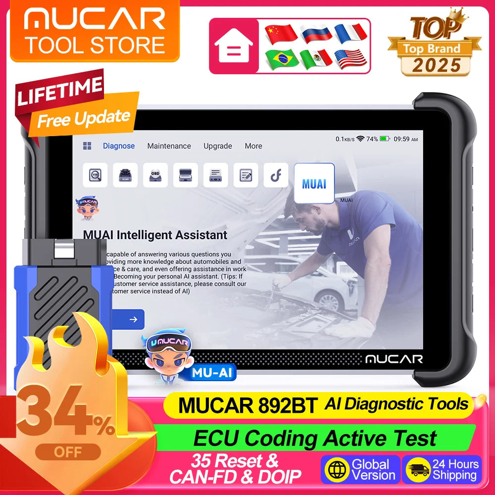 MUCAR 892BT Professional OBD2 Scanner With ECU Coding CANFD DOIP