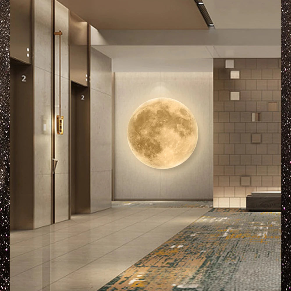 Natural Acrylic Moon Wall Lamp for Bedroom and Living Room