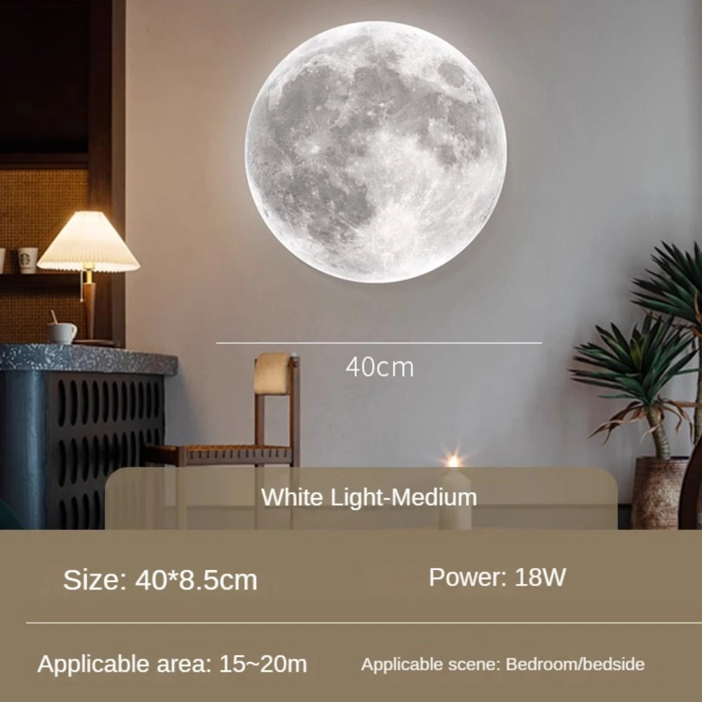 Natural Acrylic Moon Wall Lamp for Bedroom and Living Room