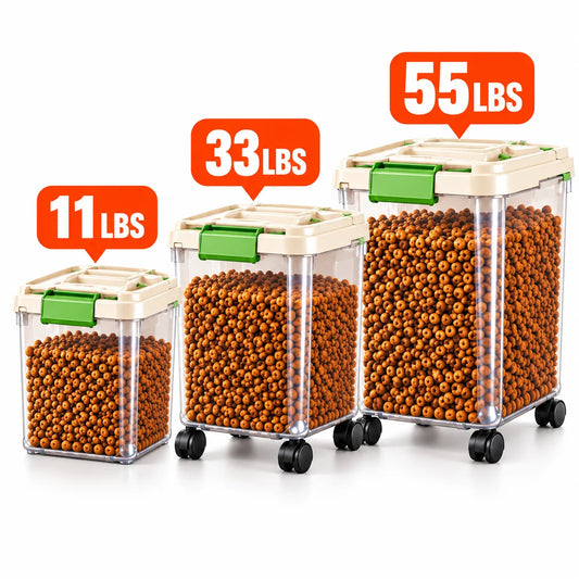 Airtight Pet Food Storage Container With Scoop And Flip Lid