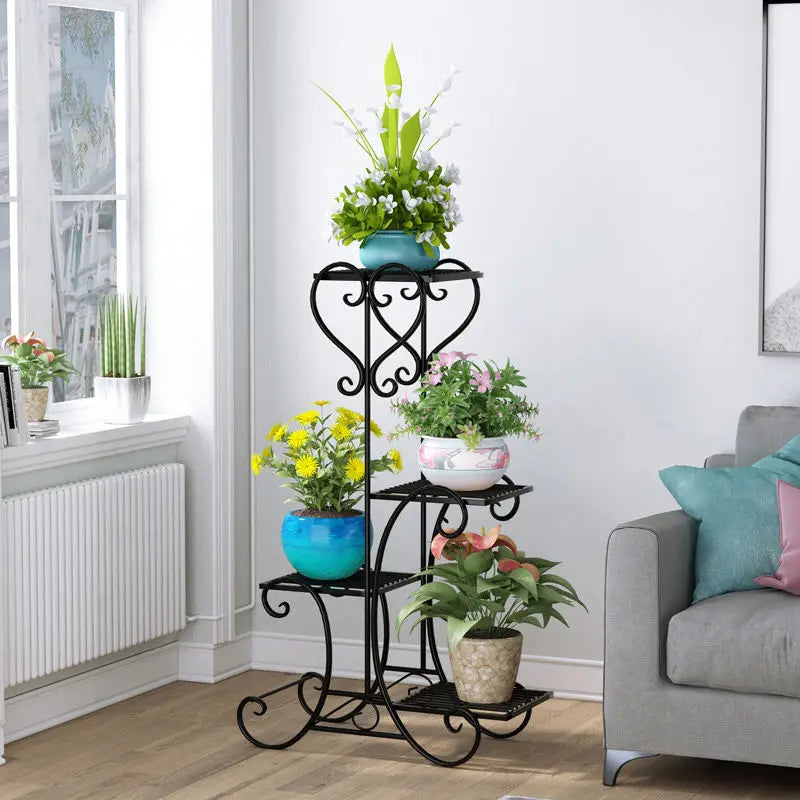 BINGOPAW Four Tier Metal Plant Stand for Indoor Garden Displays