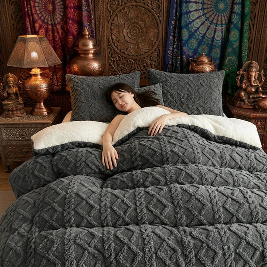 Geometric Stripe Velvet Blanket Thick Soft Winter Throw Blanket