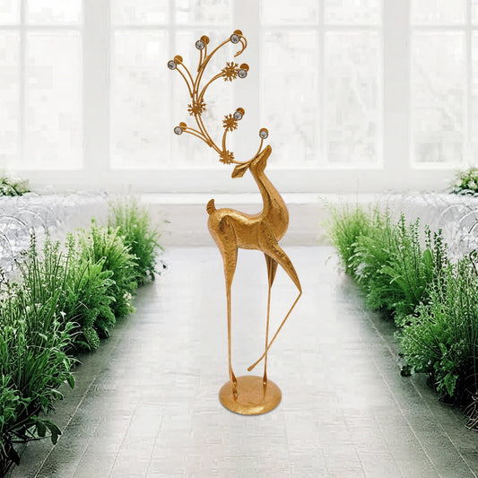 Freestanding Deer Statue With Rhinestone Antlers for Elegant Home Decor