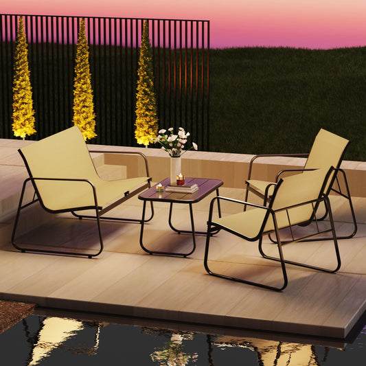 Avenvista Outdoor Patio Bistro Set With Textilene Chairs And Table