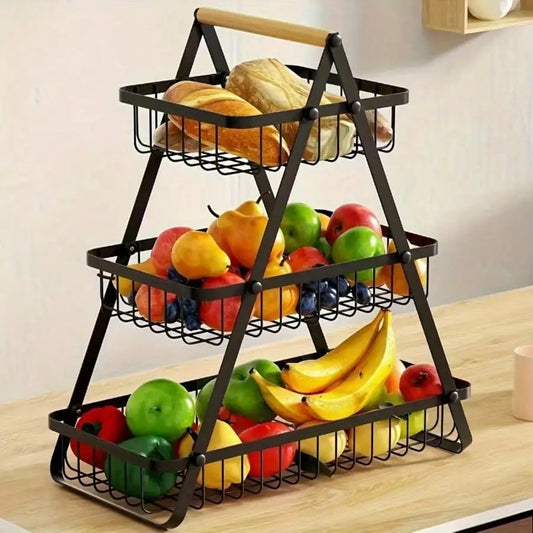 Three Tier Stainless Steel Fruit Basket With Removable Trays