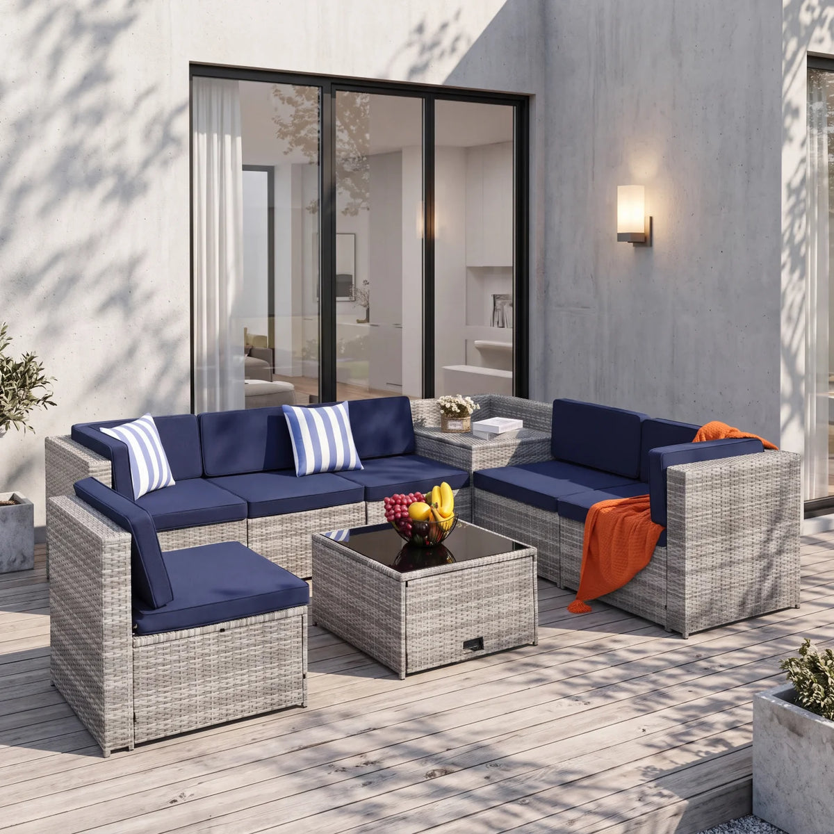 TUAREX Wicker Rattan Patio Sectional Sofa Set With Cushions