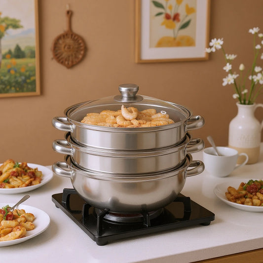 Multi Function Stainless Steel Three Tier Steamer Pot Cookware