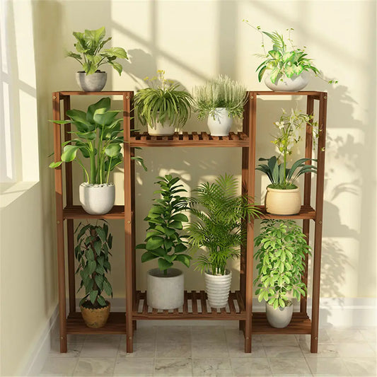 Wooden Plant Stand for Indoor Outdoor Flower and Bonsai Display