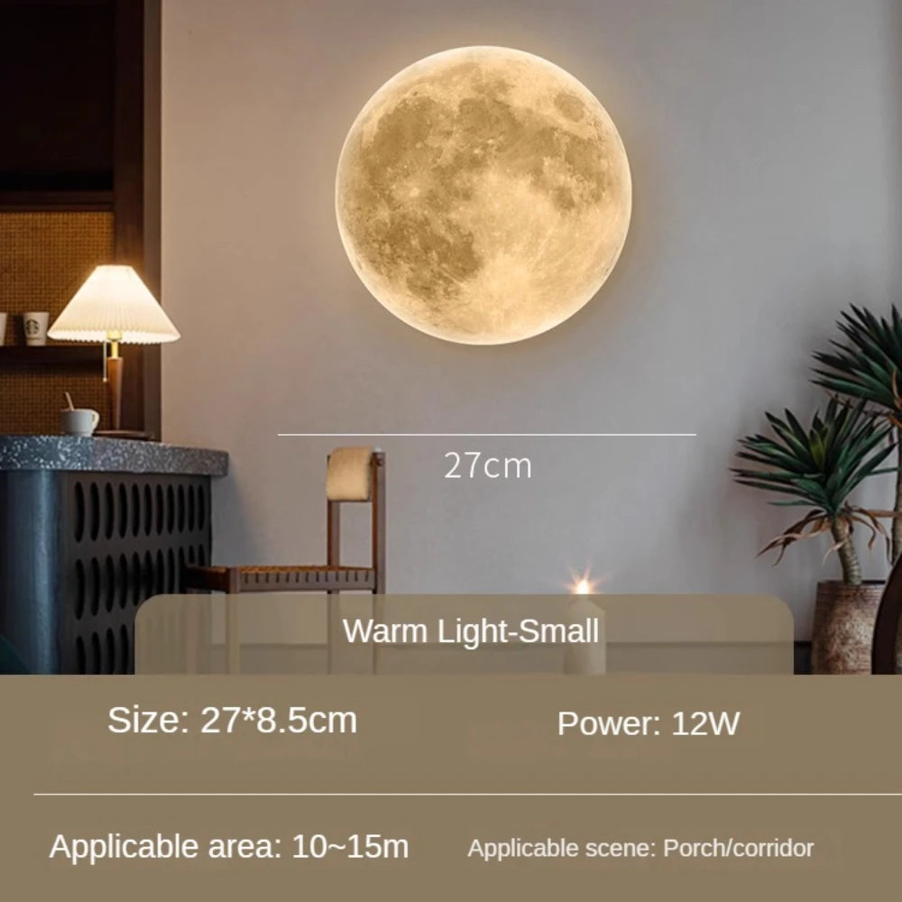 Natural Acrylic Moon Wall Lamp for Bedroom and Living Room