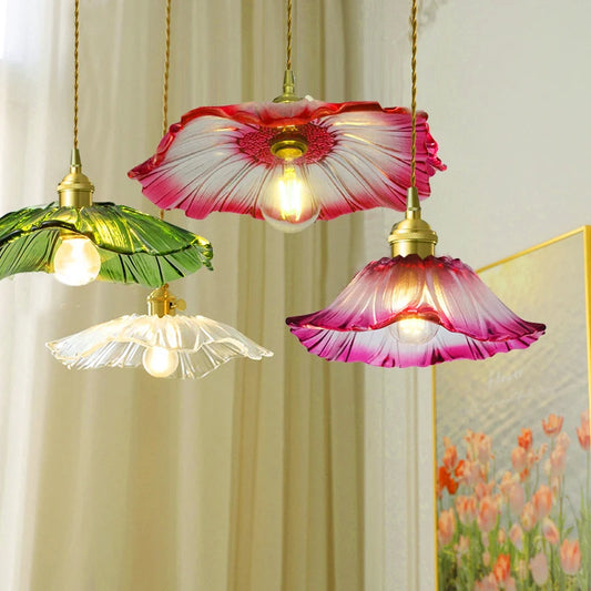 Ramalho Vintage Flower Glass Pendant Light Fixture for Home Interiors