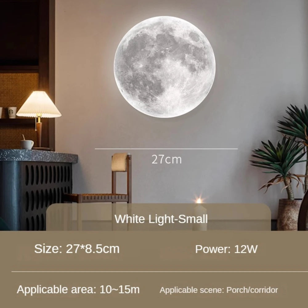 Natural Acrylic Moon Wall Lamp for Bedroom and Living Room