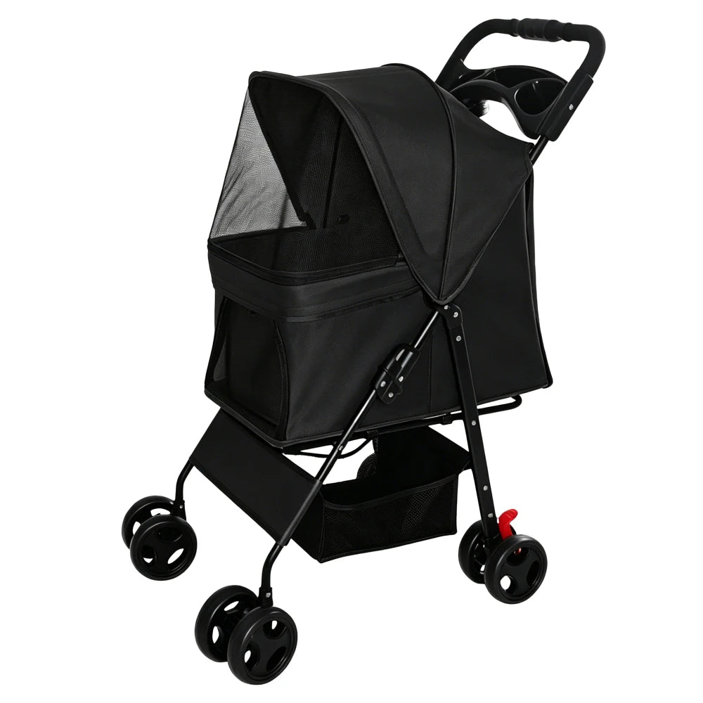 Foldable Pet Stroller for Small Dogs and Cats Under 28 Lbs with Multi-Functional Tray 2 Safety Leashes Cat Outdoor Supplies FYPC