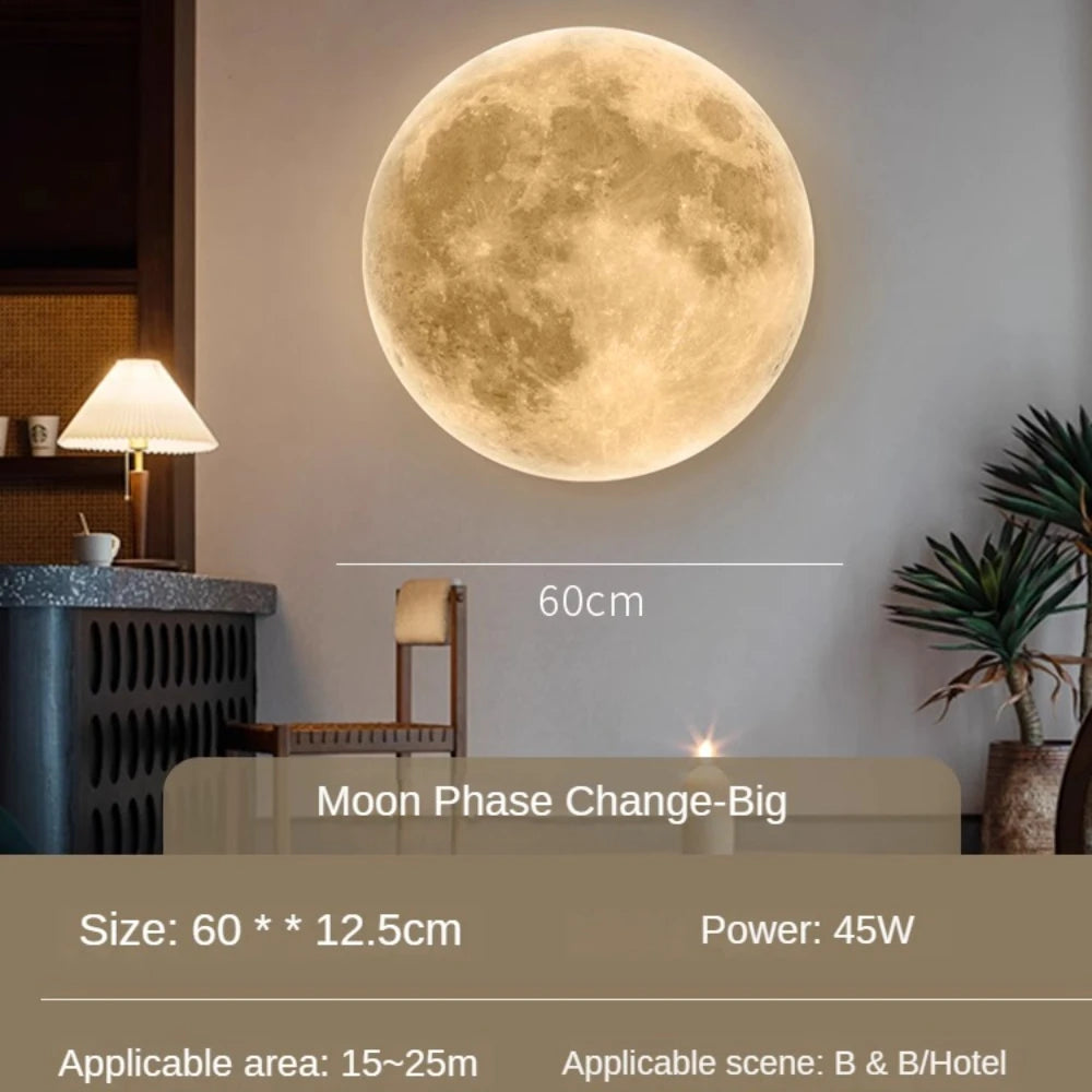 Natural Acrylic Moon Wall Lamp for Bedroom and Living Room