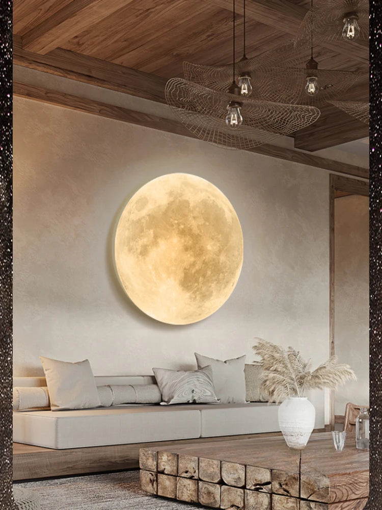 Natural Acrylic Moon Wall Lamp for Bedroom and Living Room