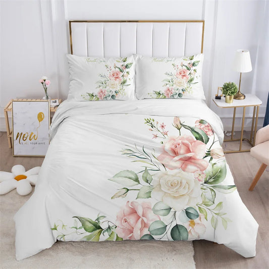 Rustic Floral Tree Leaves Microfiber Duvet Cover Set With Pillowcases