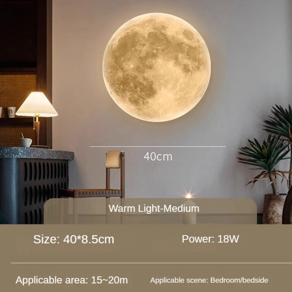 Natural Acrylic Moon Wall Lamp for Bedroom and Living Room