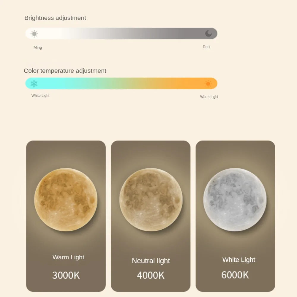 Natural Acrylic Moon Wall Lamp for Bedroom and Living Room