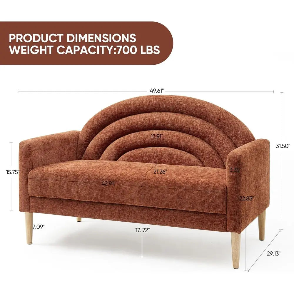 49" Small Loveseat Soa or Small Spaces, Century ern Soa, Linen Upholstered urniture with Wood e, Mini Couch or Living Room/Bedro