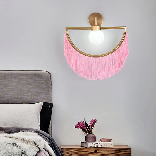Winfordo Nordic Glass Ball Tassel Wall Sconce for Home Decor