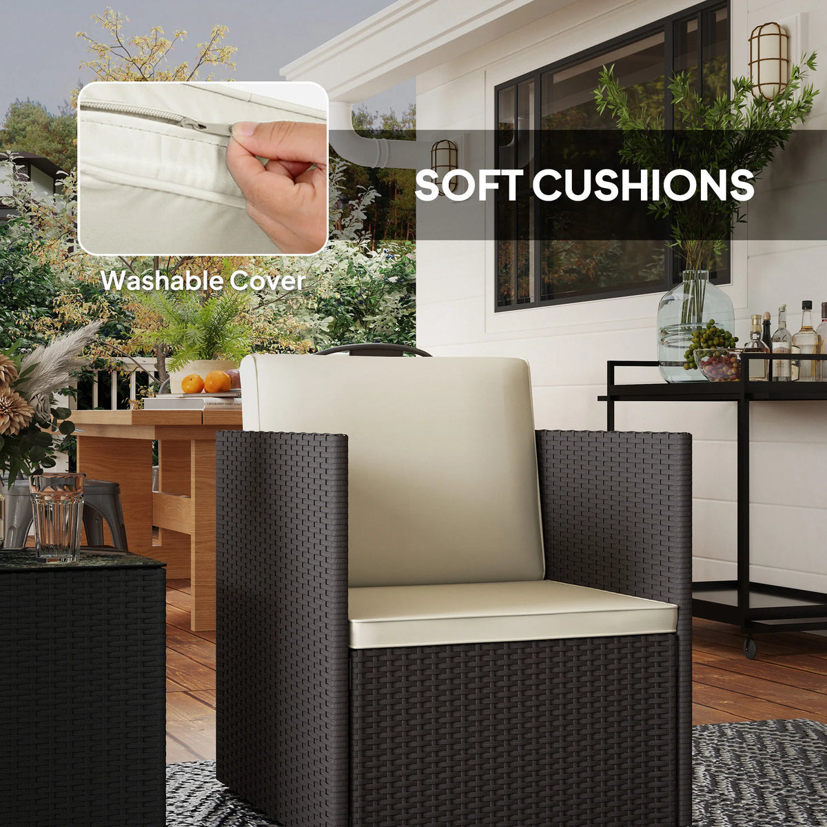 Outsunny Folding Wicker Patio Bistro Furniture Set for Outdoor Lounging