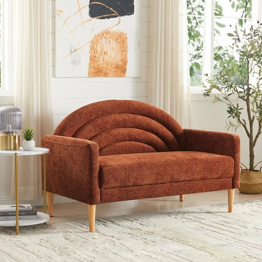 49" Small Loveseat Soa or Small Spaces, Century ern Soa, Linen Upholstered urniture with Wood e, Mini Couch or Living Room/Bedro