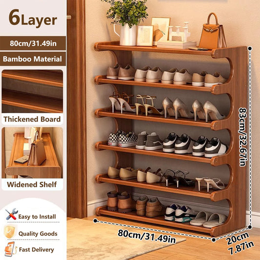 Wooden Multi Tier Shoe Rack With Space Saving Storage Design