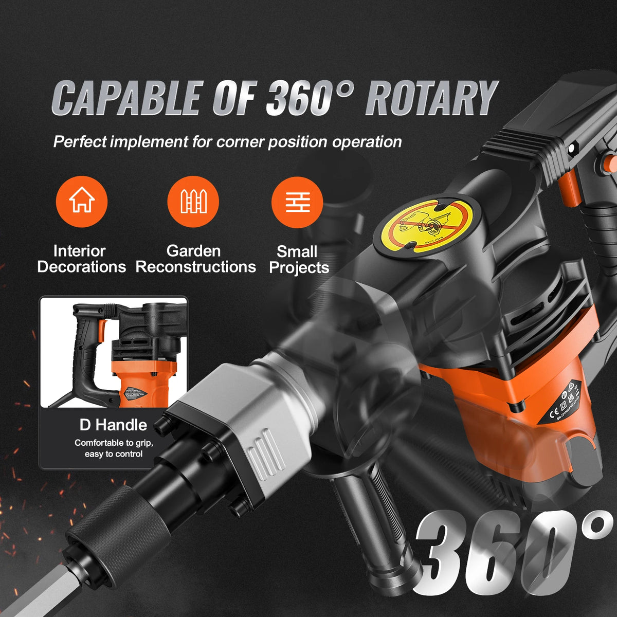 SucceBuy Electric Demolition Jack Hammer for Concrete Breaking