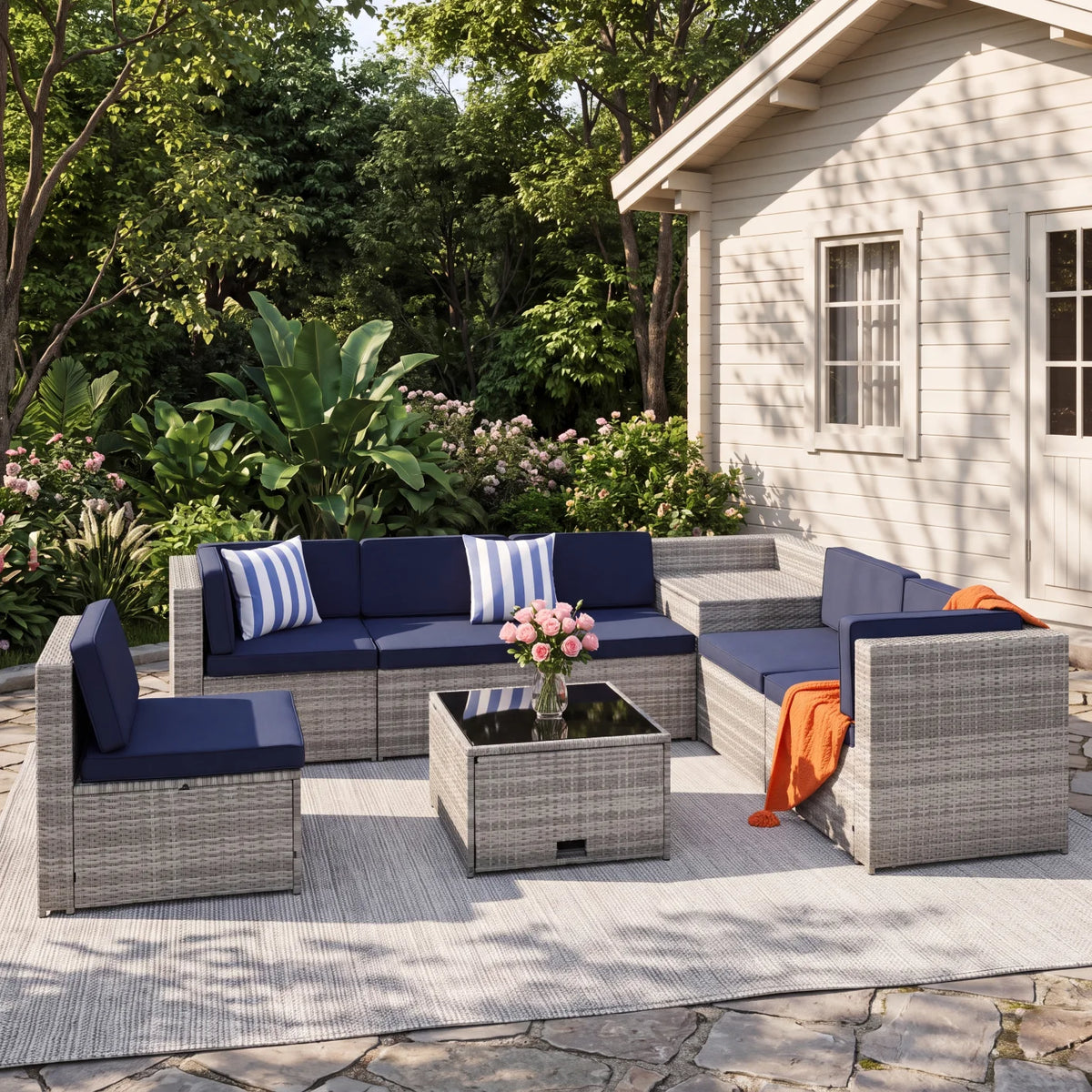 TUAREX Wicker Rattan Patio Sectional Sofa Set With Cushions