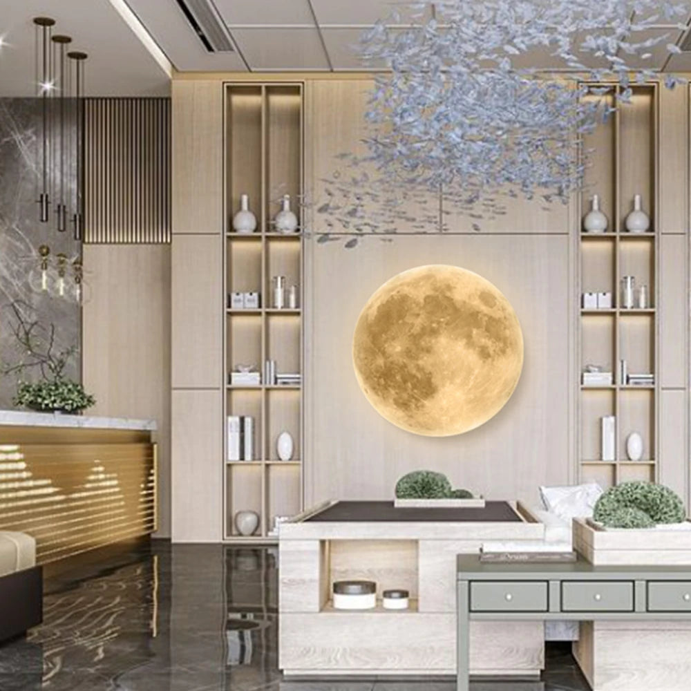 Natural Acrylic Moon Wall Lamp for Bedroom and Living Room