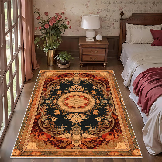 Classic Persian Medallion Floor Mat With Non Slip Backing