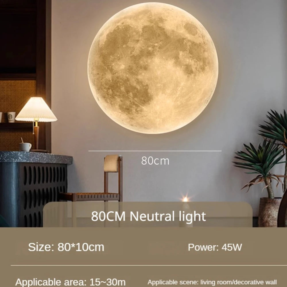 Natural Acrylic Moon Wall Lamp for Bedroom and Living Room