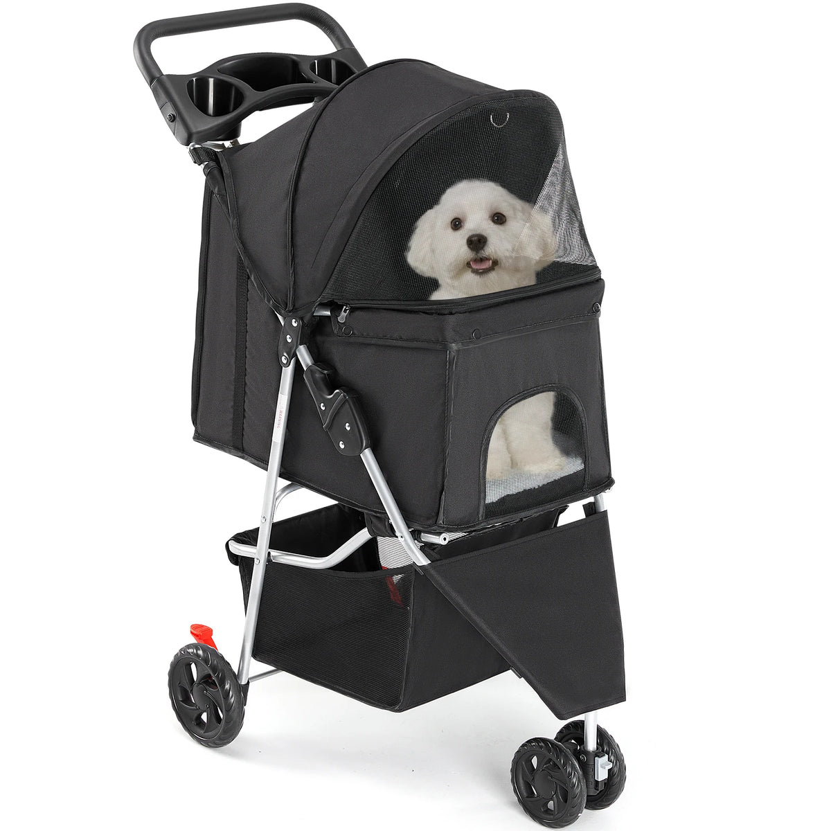 DUMOS Three Wheel Foldable Pet Stroller for Dogs and Cats