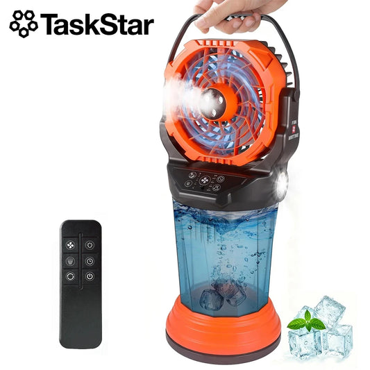TaskStar Portable Misting Fan With Remote Control And Rechargeable Battery