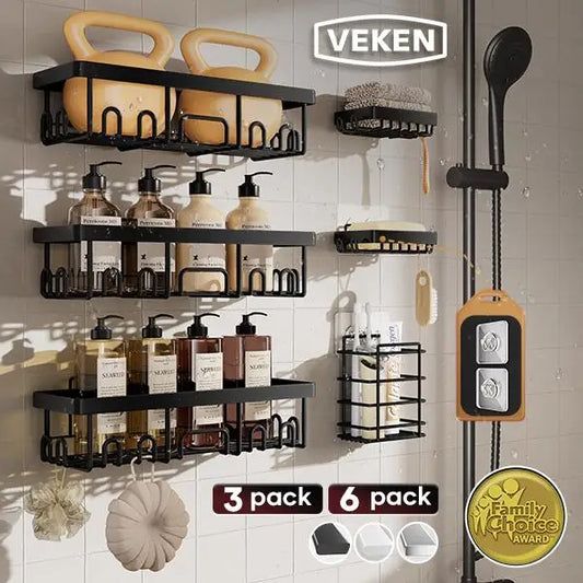Rustproof No Drill Shower Caddy Organizer Shelves With Soap Holder