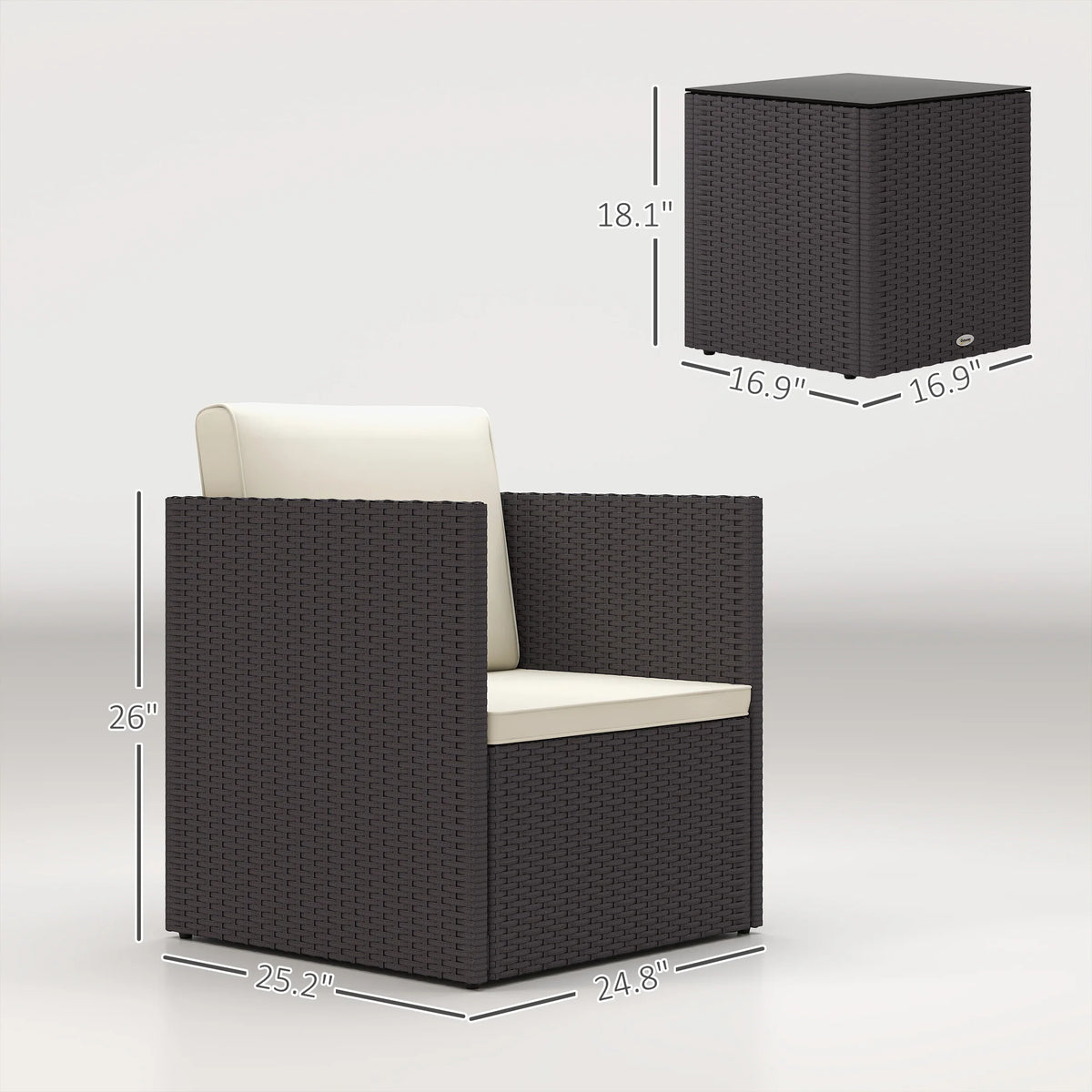 Outsunny Folding Wicker Patio Bistro Furniture Set for Outdoor Lounging