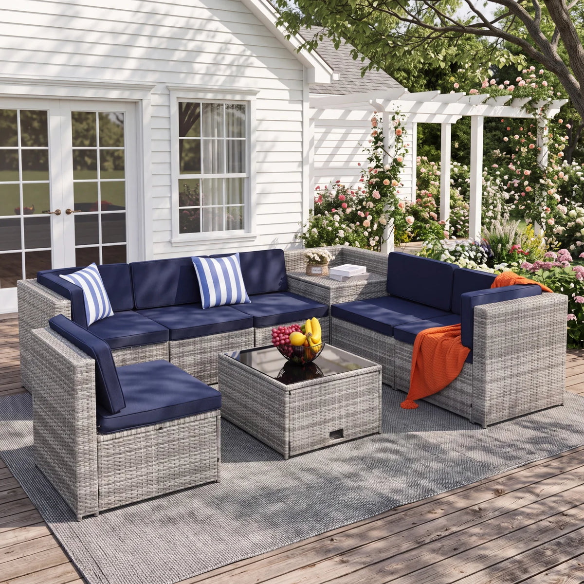 TUAREX Wicker Rattan Patio Sectional Sofa Set With Cushions