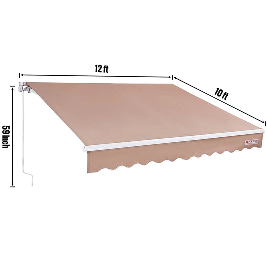 SucceBuy Manual Retractable Patio Awning with UV Protection