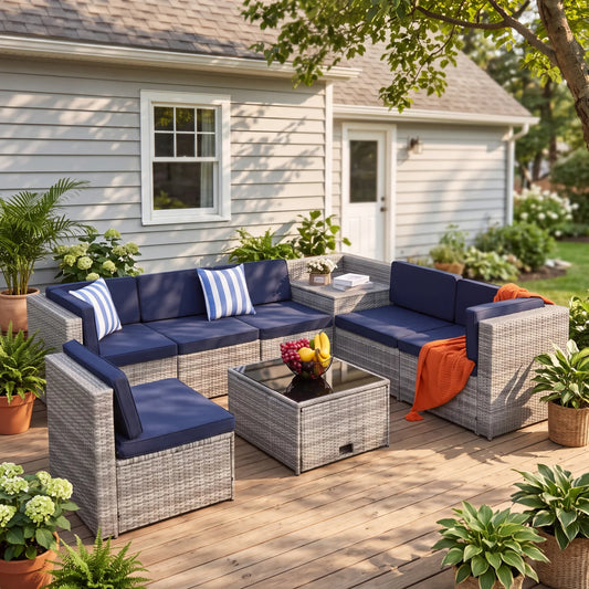 TUAREX Wicker Rattan Patio Sectional Sofa Set With Cushions