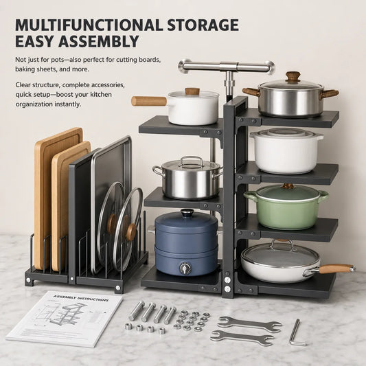 Adjustable Stainless Steel Kitchen Storage Rack With Drain Organizer