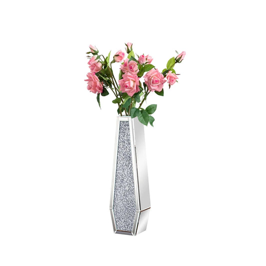 Elegant Luxury Crushed Diamond Mirrored Glass Floor Vase