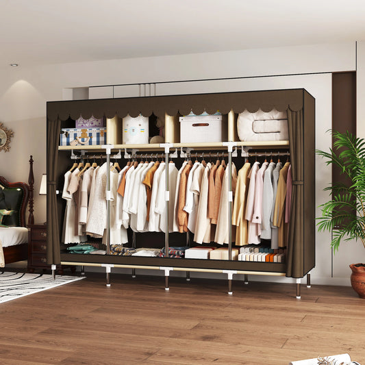 ArluKin Metal Closet Organizer Wardrobe With Dustproof Cover And Storage