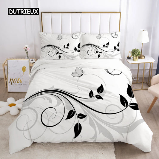 Luxury 3D Printed Leaf Duvet Cover Bedding Set With Pillowcases